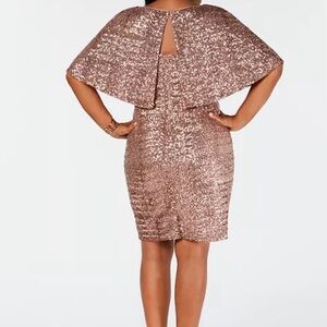 Alex Evenings Rose Gold Sequin Capelet Dress Size 4P